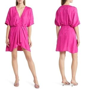 BTFL-life Candra Floral Jacquard Mini Dress Fuchsia Pink